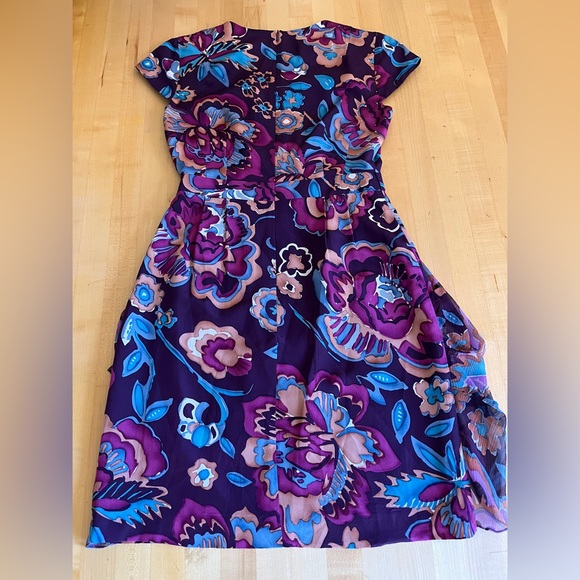 Nanette Lepore Plum Floral Silk Dress Size 0 - Picture 11 of 12